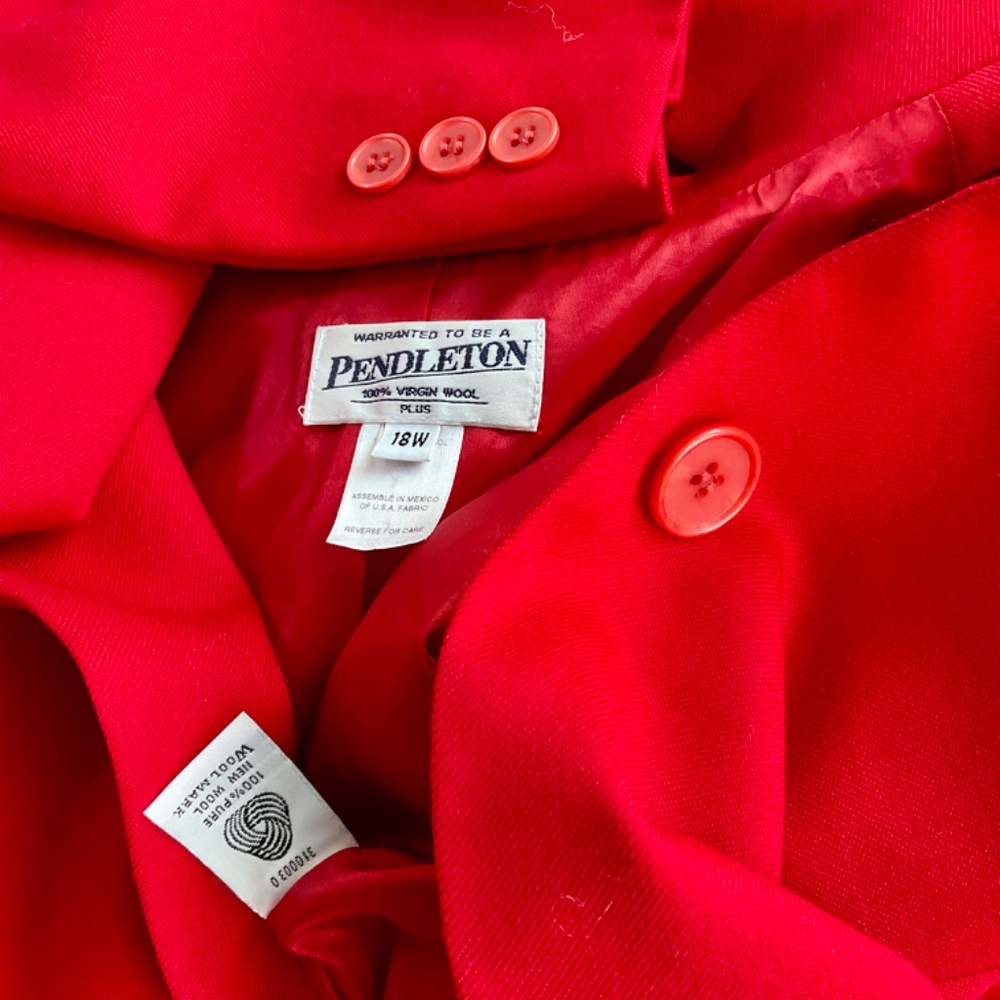 Pendleton Blazer Wool Red Single Breasted Plus (1… - image 6